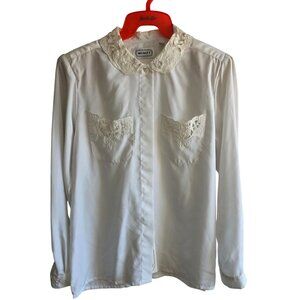 Mr. Witt 1980s Womens Blouse Size 6 Embroidered Lace Coquette Romantic Feminine